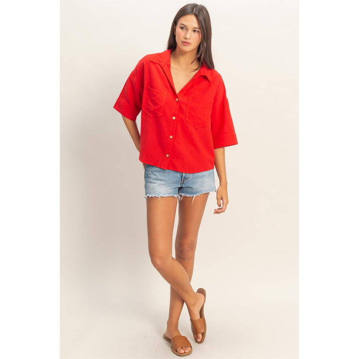 Button-Up Collared Short Sleeve Shirt