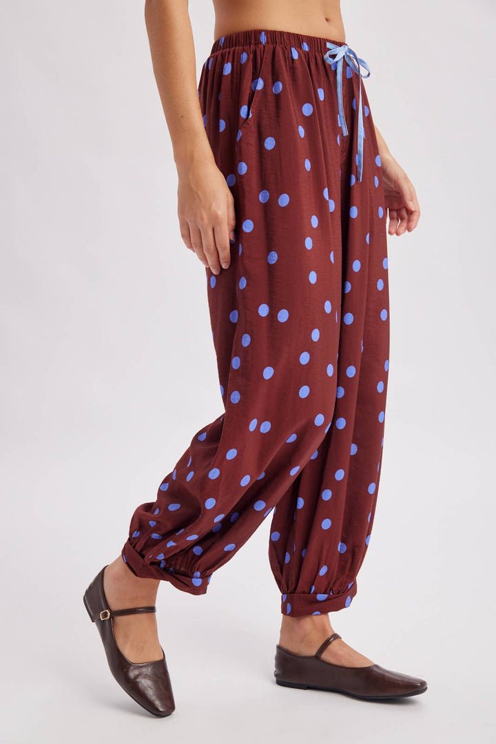 POLKA DOT WOVEN BALLOON PANTS