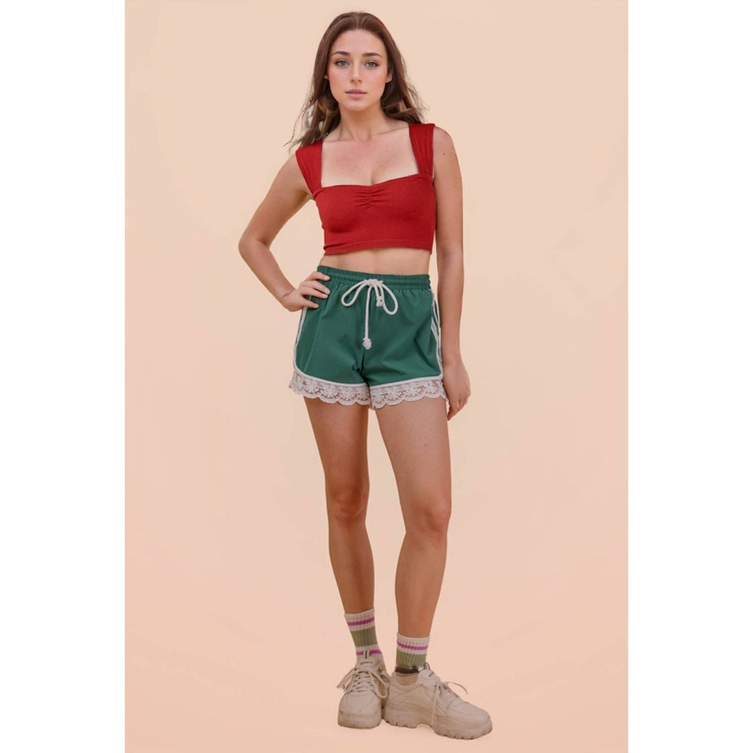 Shorts - Lace Trim Activewear Shorts - - Cultured Cloths Apparel