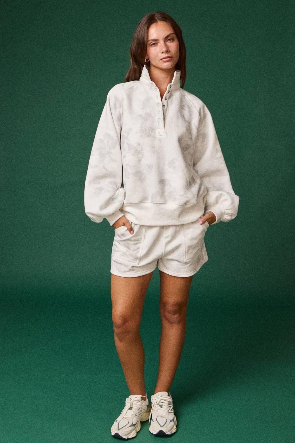 FLORAL PIPER SNAP BUTTON COLLARED SWEATER