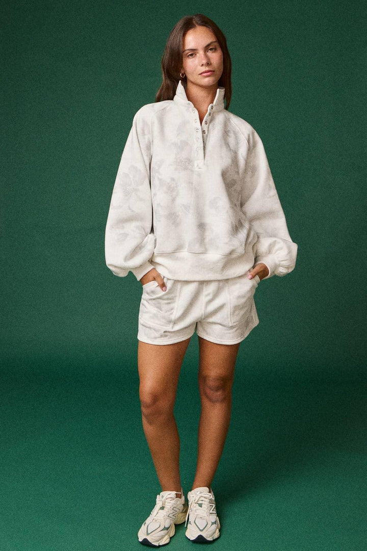 FLORAL PIPER SNAP BUTTON COLLARED SWEATER