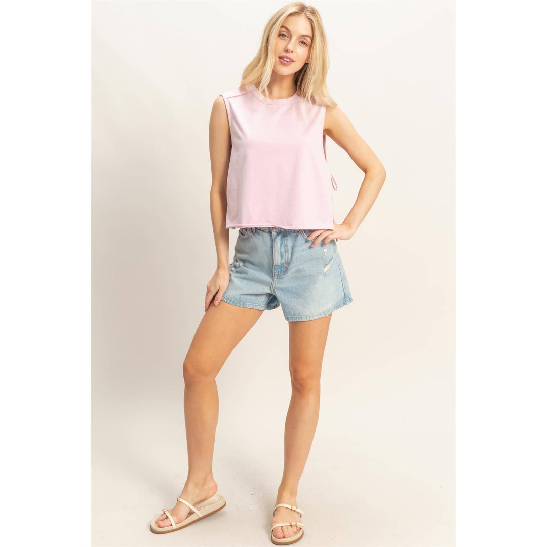 Women's Short Sleeve - Sleeveless Raw Edge Top - - Cultured Cloths Apparel