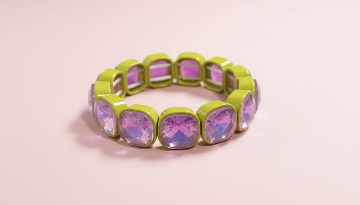 Accessories, Bracelets - Enamel Stretch Bracelet - Large Gems - Griffin - - Cultured Cloths Apparel