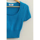 Women's Short Sleeve - Trendiest Babe Short Sleeve Sweater Top - Blue - Cultured Cloths Apparel