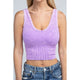 Women's - 2-Way Neckline Washed Ribbed Cropped Tank Top - B VIOLET - Cultured Cloths Apparel