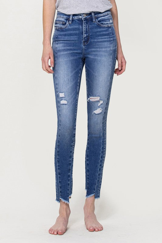 Denim - High Rise Ankle Skinny with Uneven Hem Detail - WINDY IS NOTHING - Cultured Cloths Apparel