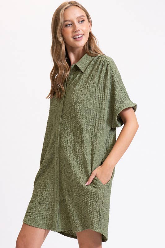 Dresses - Boho Gal Textured T Shirt Dress - - Cultured Cloths Apparel