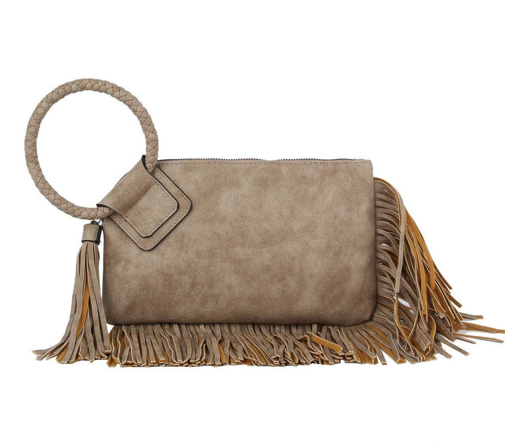 - Fringe Soft Vegan Leather Wristlet/Clutch - - Cultured Cloths Apparel