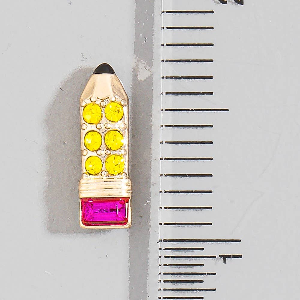 Accessories, Earrings - Enamel School Bus And Pencil Stud Dangle Earrings - - Cultured Cloths Apparel