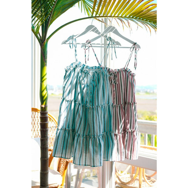 Women's Dresses - Summer Sweetness Stripe Print Tiered Mini Dress -  - Cultured Cloths Apparel