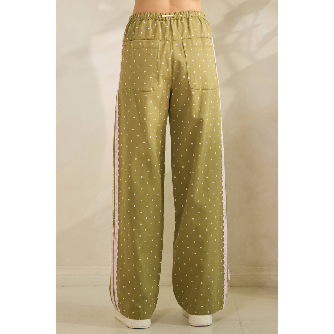 Pants - Polka Dot Pants with Satin Contrast Accents - - Cultured Cloths Apparel