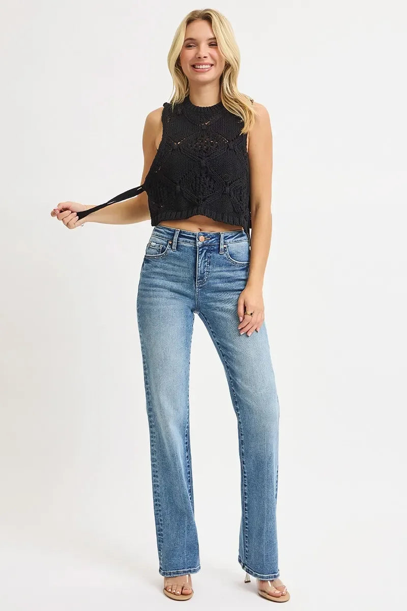 Denim - RISEN Full Size Tummy Control High Rise Straight Jeans - MEDIUM - Cultured Cloths Apparel
