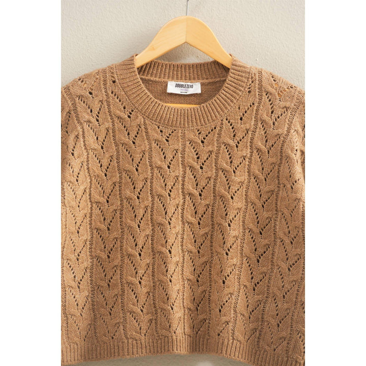 Women's Sweaters - Cropped Cable Knit Sweater - - Cultured Cloths Apparel