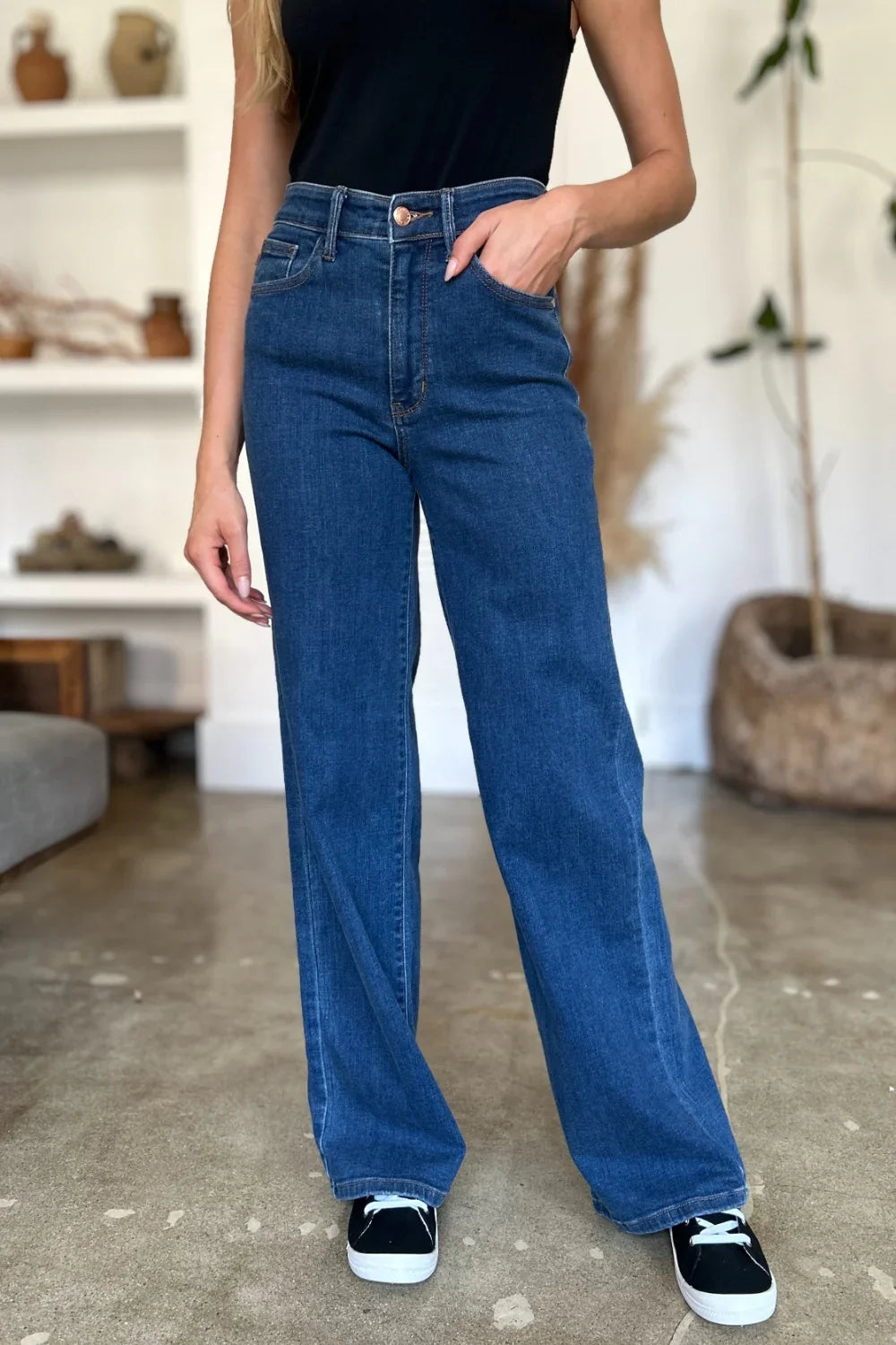 Denim - Judy Blue Full Size High Rise Straight Jeans - - Cultured Cloths Apparel