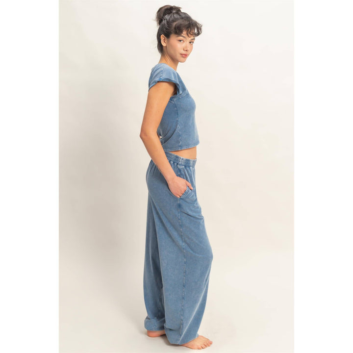 Athleisure - Rolled Sleeve Wrap-Front Crop Top And Jogger Set - - Cultured Cloths Apparel