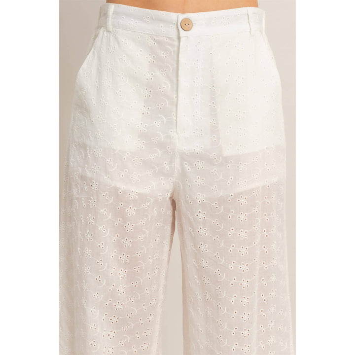 Olive Floral Eyelet Pants
