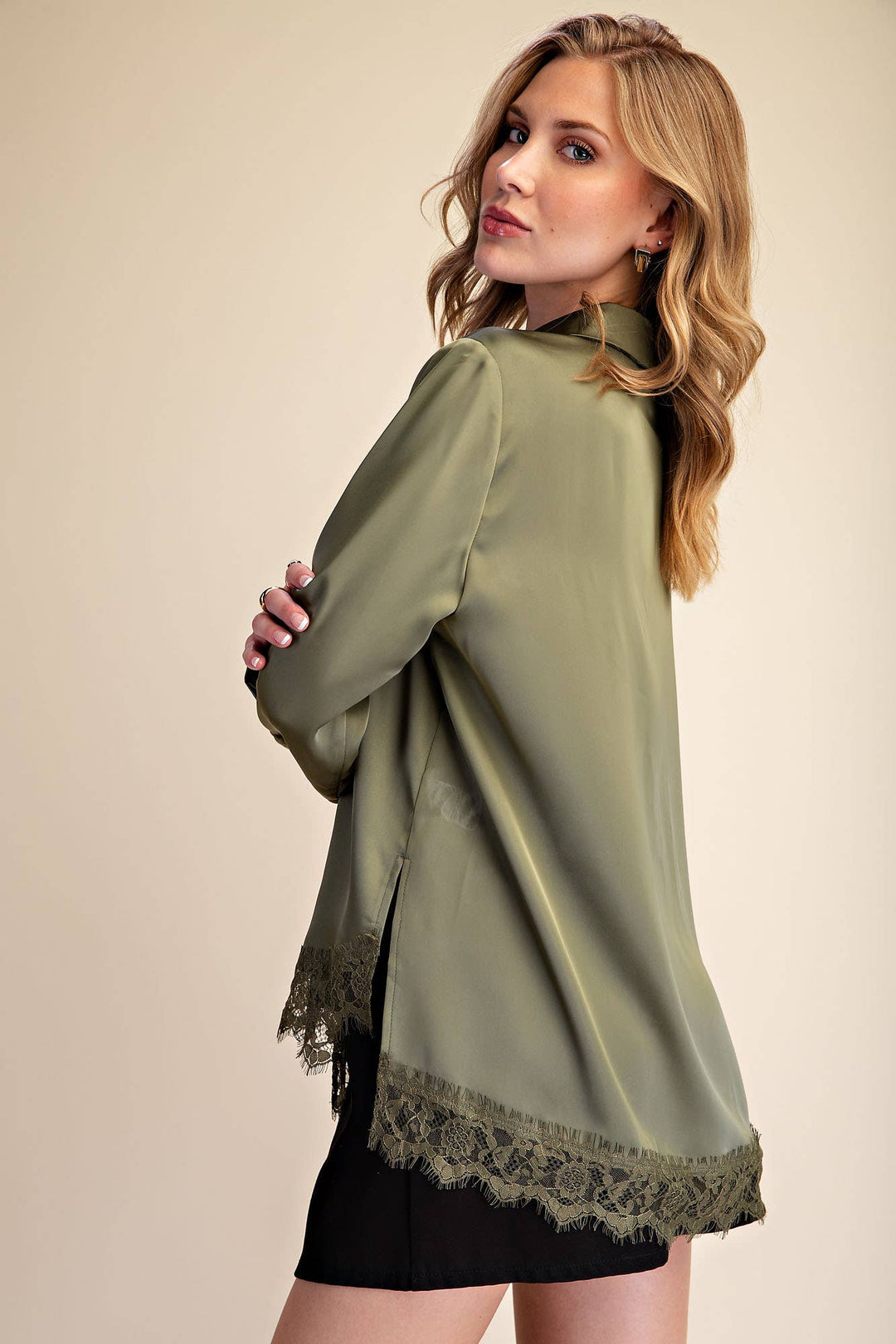 Lace Satin Effect Shirt
