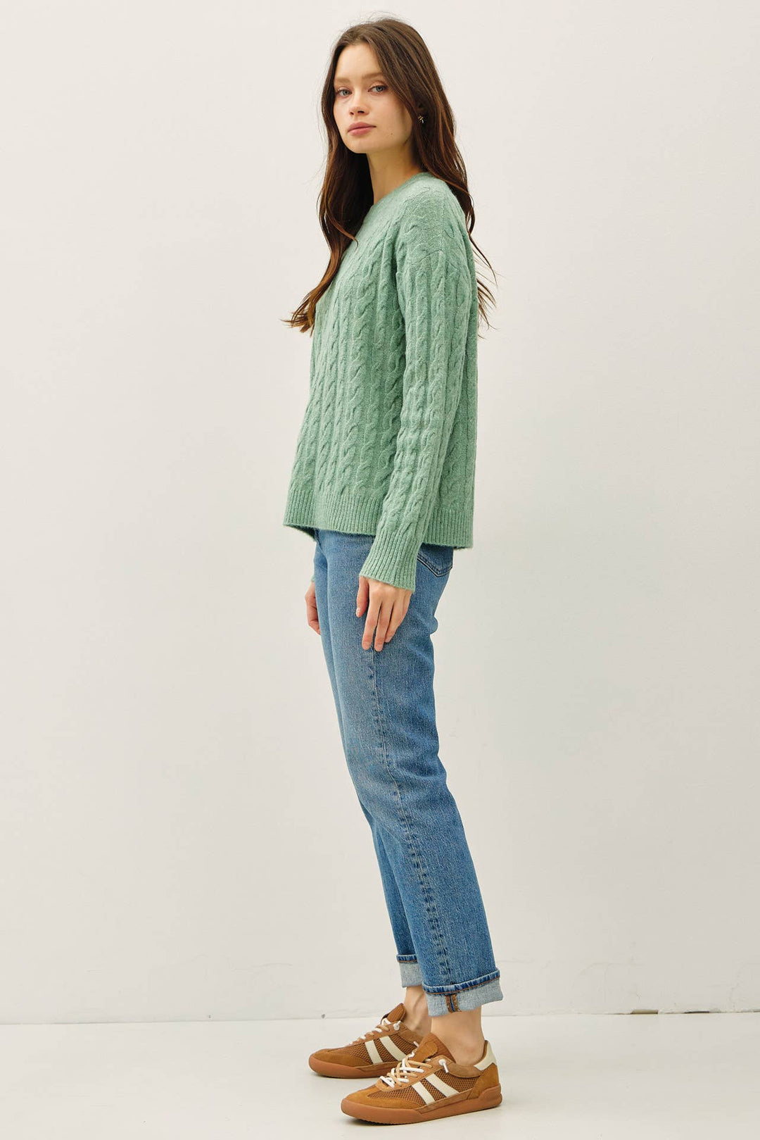 Women's Sweaters - ULTRA SOFT CABLE KNIT CREWNECK SWEATER TOP - - Cultured Cloths Apparel