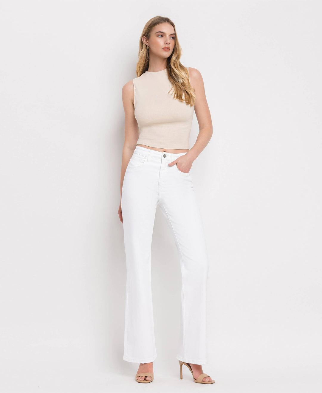 Denim - 90'S VINTAGE TUMMY CONTROL SUPER HIGH RISE FLARE JEANS - - Cultured Cloths Apparel