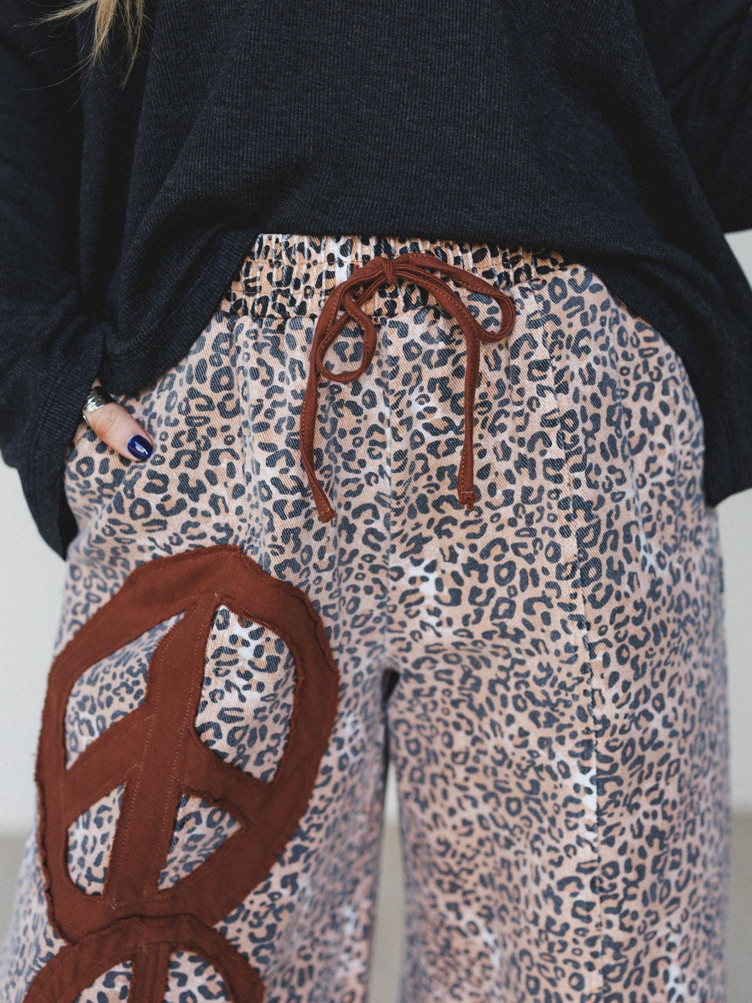 - Laurel Lee Patchwork Pants - Taupe Leopard - - Cultured Cloths Apparel