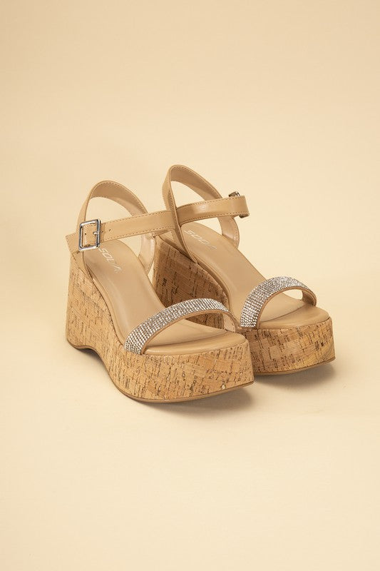  - FRAYA-S Rhinestone Strap Sandals - Natural - Cultured Cloths Apparel