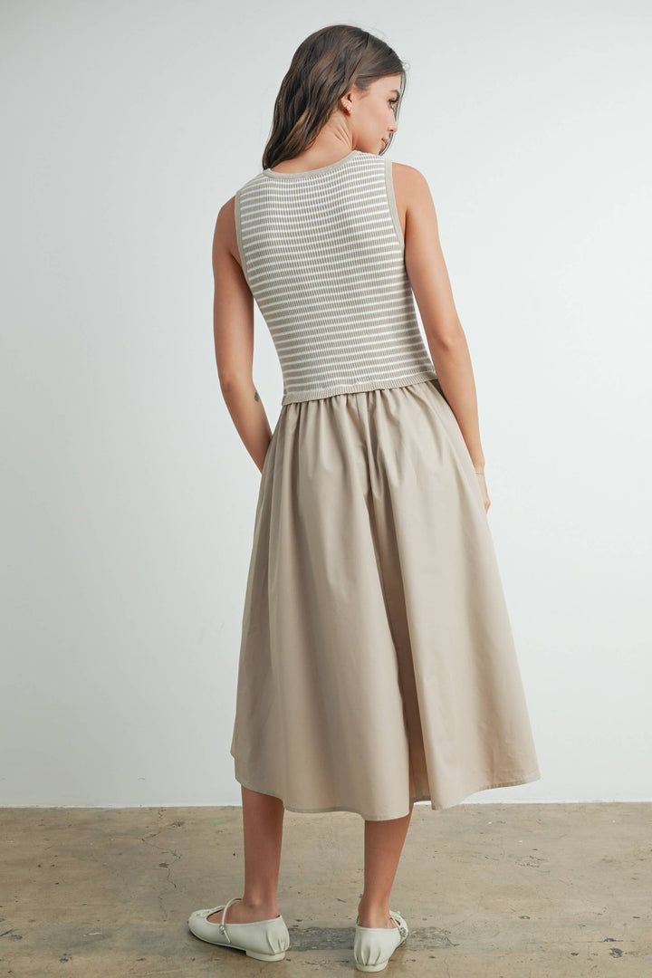 Dresses - Striped Sleeveless Maxi Dress with PocketS - - Cultured Cloths Apparel