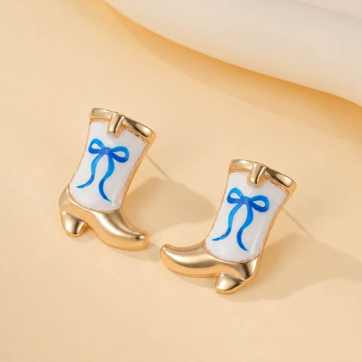 Accessories, Earrings - Western Boot Stud Enamel Charm Statement Earrings | 40E507 - - Cultured Cloths Apparel