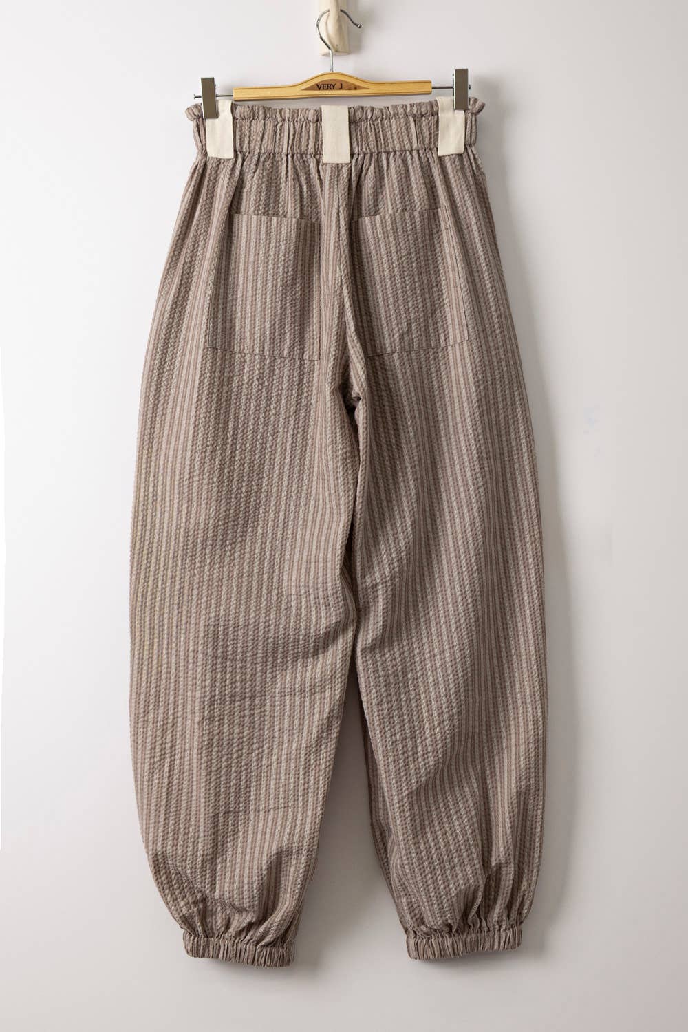Pants - NP71004-Bow Detail Stripe Textured Woven Pants - S-M-L/2-2-2 - Cultured Cloths Apparel
