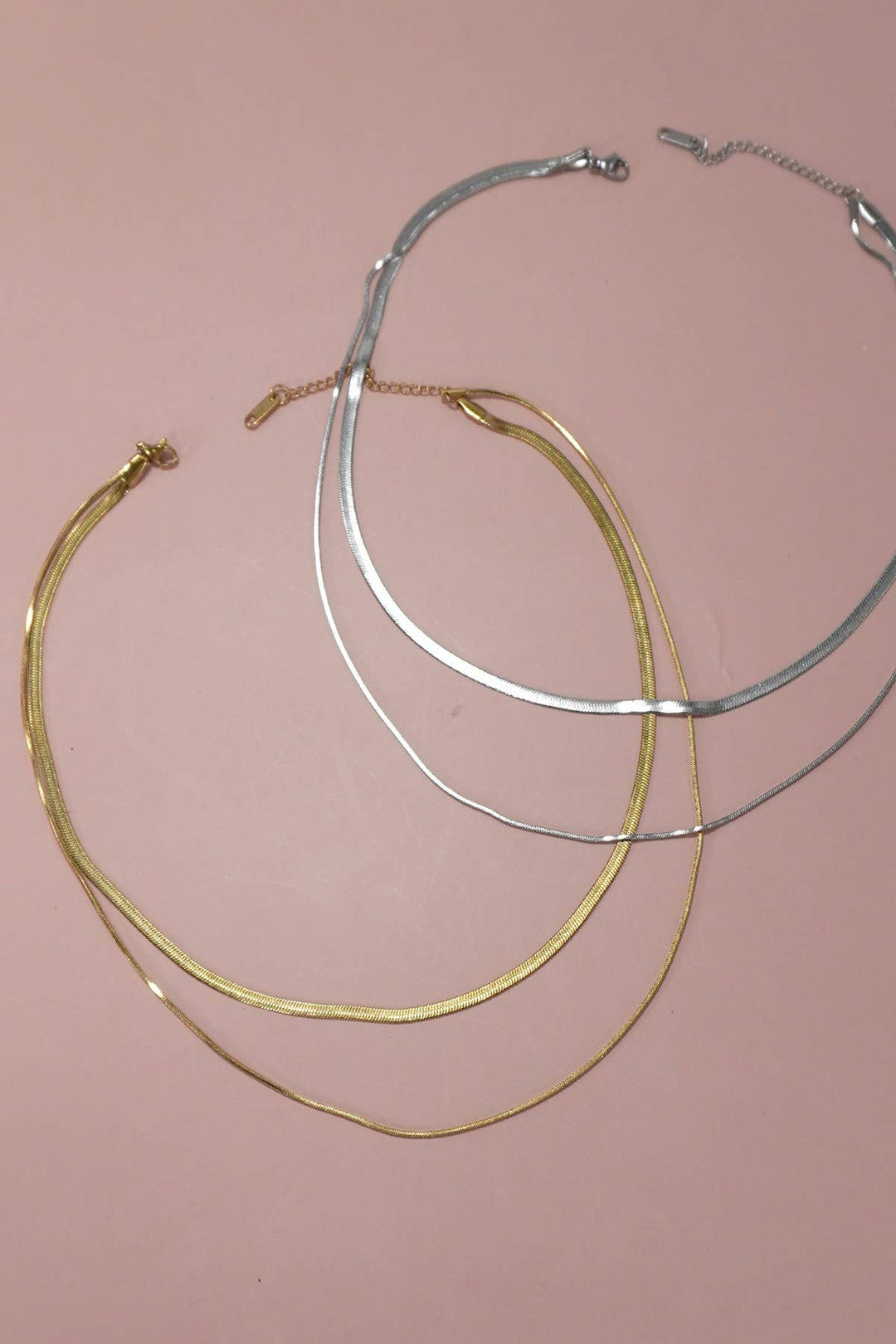 Accessories, Necklaces - STAINLESS STEEL TARNISH FREE MULTI LAYER NECKLACE | 40NK315 - - Cultured Cloths Apparel