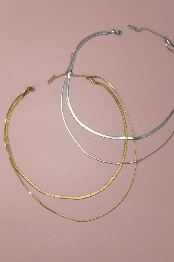 Accessories, Necklaces - STAINLESS STEEL TARNISH FREE MULTI LAYER NECKLACE | 40NK315 - - Cultured Cloths Apparel