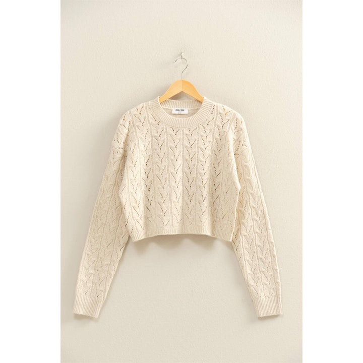 Women's Sweaters - Cropped Cable Knit Sweater - Small - Cultured Cloths Apparel