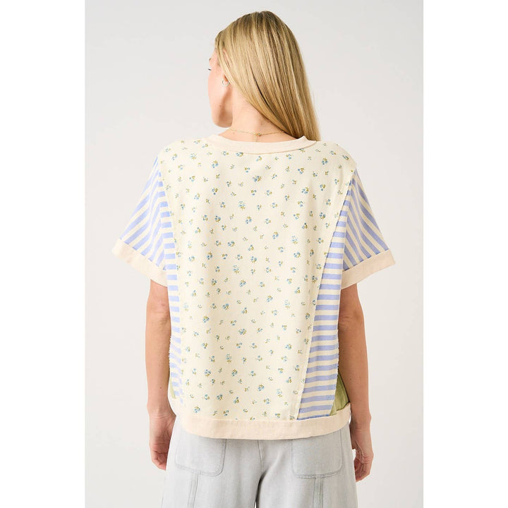 Women's Short Sleeve - PATCHWORK COLOR BLOCK SHORT SLEEVE TOP - - Cultured Cloths Apparel