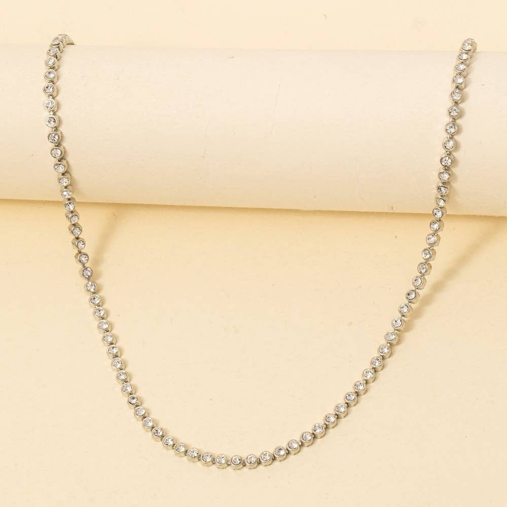 Accessories, Necklaces - Gold Dipped Cz Tennis Chain Necklace - - Cultured Cloths Apparel