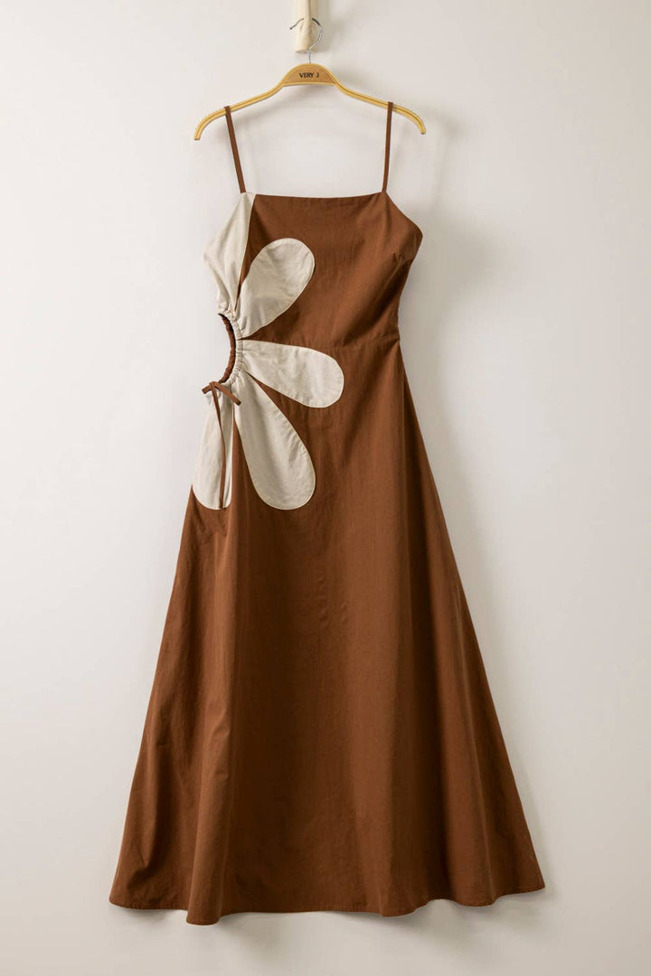 Women's Dresses - Side Cutout Floral Detail Resort Midi Dress - - Cultured Cloths Apparel