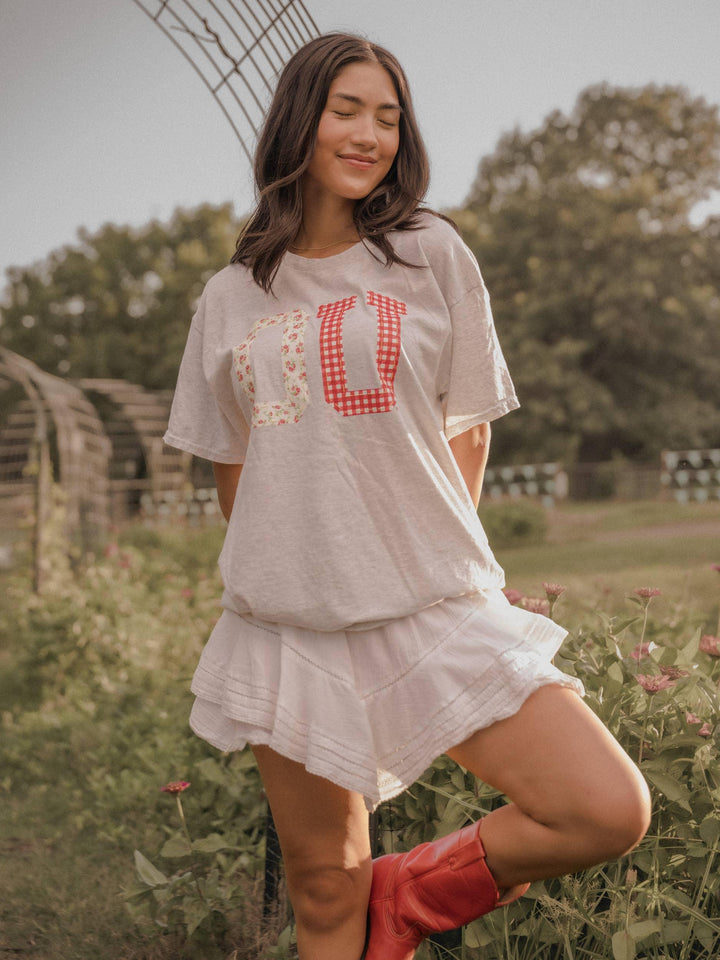 Graphic T-Shirts - OU Oklahoma Sooners Quilted Puff Ink Ash Gray Thrifted Tee - - Cultured Cloths Apparel