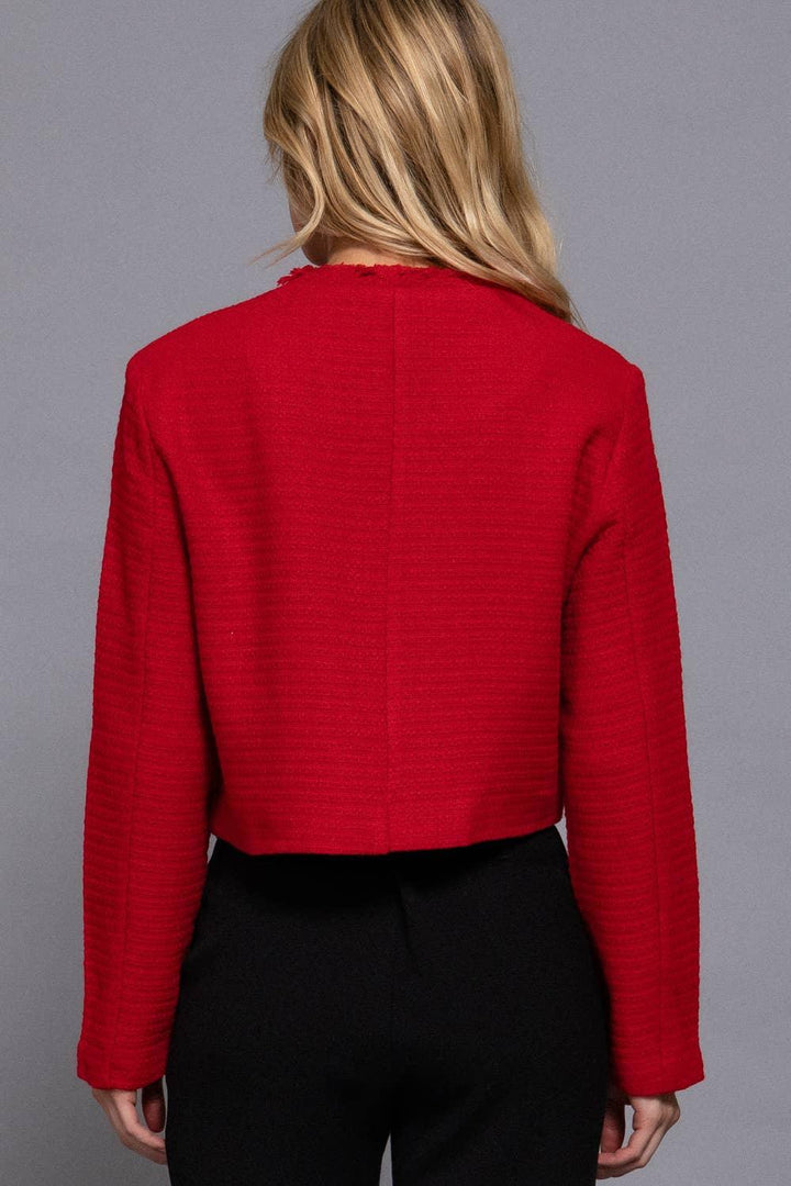 Outerwear - Long Sleeve Crew Neck Button Down Tweed Jacket - - Cultured Cloths Apparel