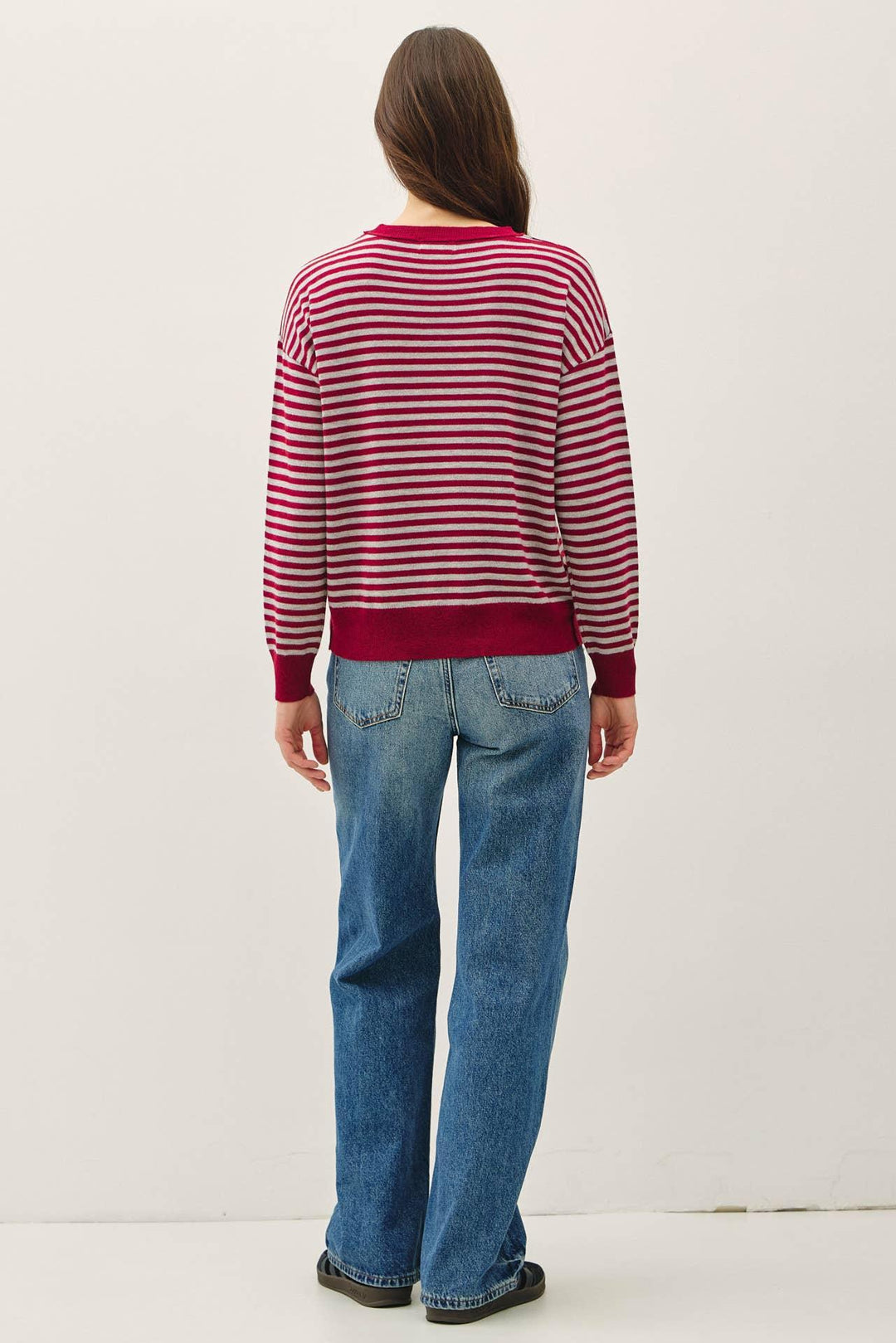 WOOL BLENDED STRIPED SWEATER TOP