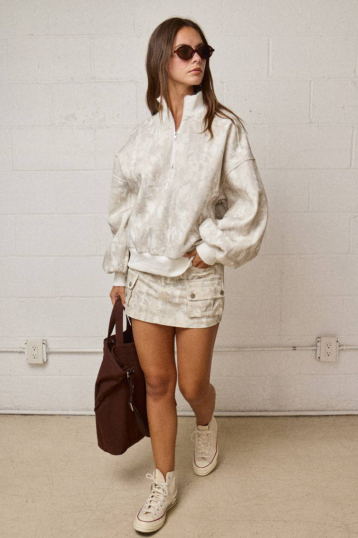 Women's Sweaters - CAMO ZIP UP COLLARED SWEATER - - Cultured Cloths Apparel