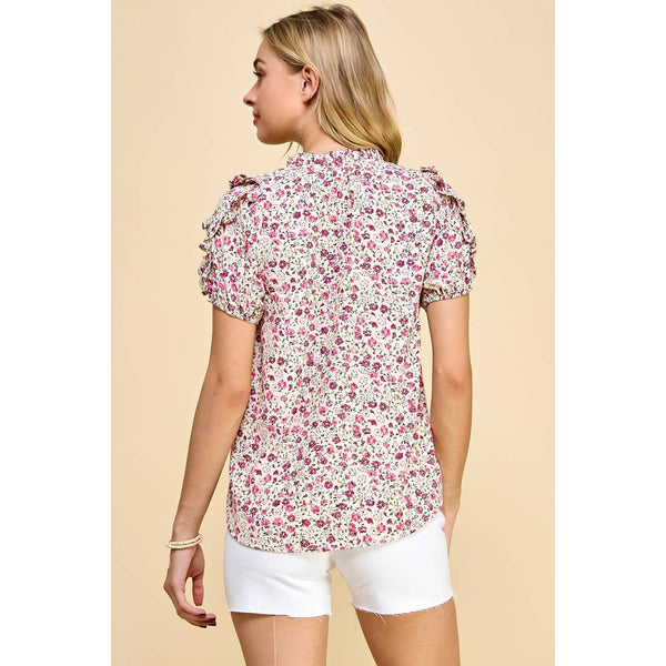  - Floral Printed Ruffled Sleeves Top -  - Cultured Cloths Apparel