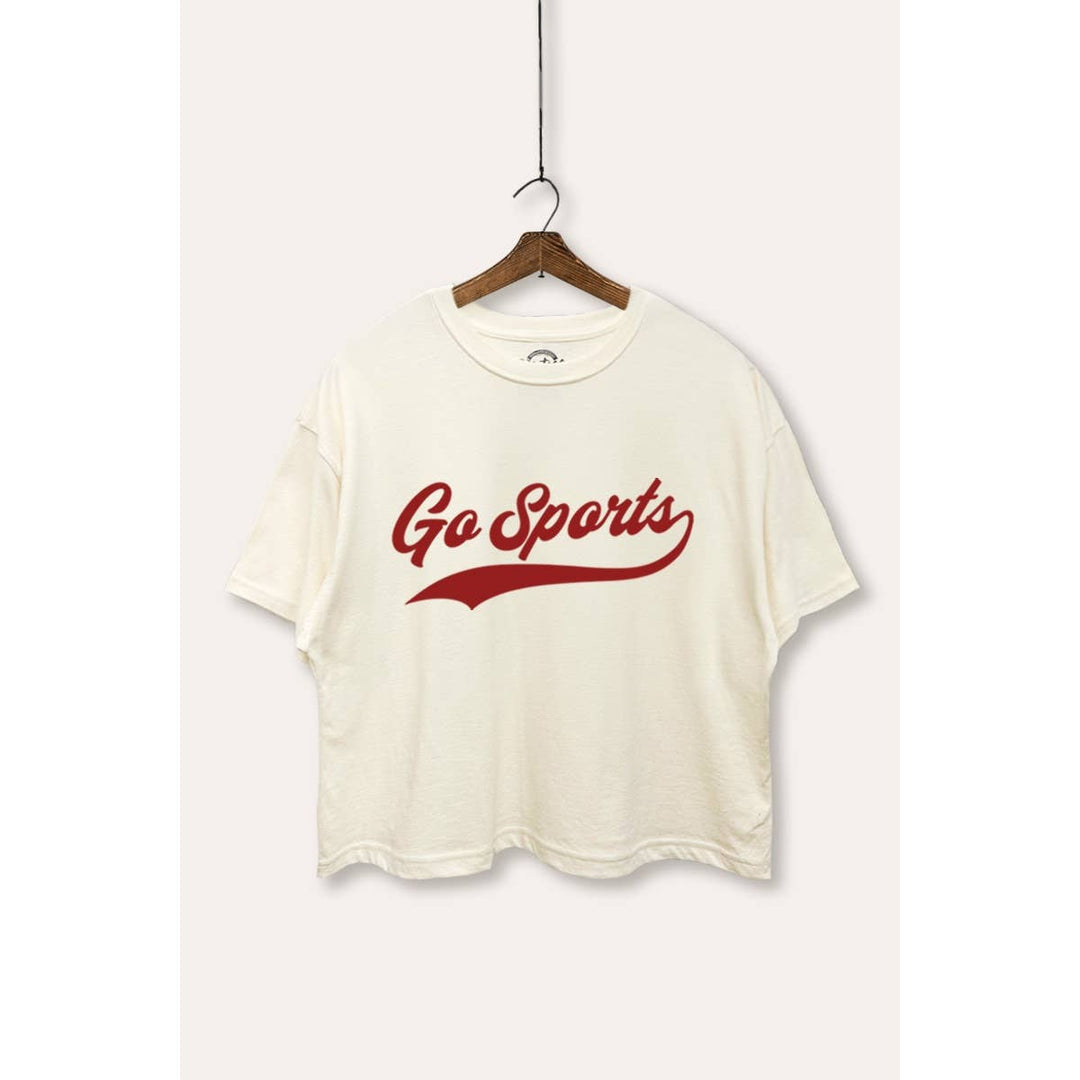 Go Sports Varsity Typography Boxy Crop Top