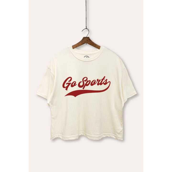 Go Sports Varsity Typography Boxy Crop Top
