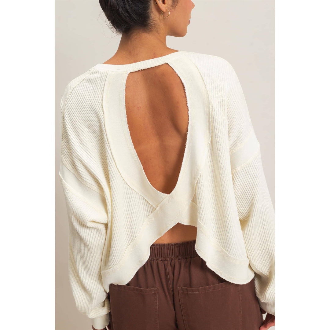 Mineral Wash Waffle Open Back Top