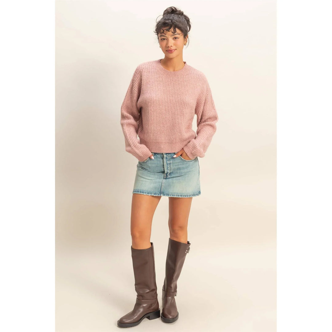 Women's Sweaters - Ribbed Crew Neck Sweater - - Cultured Cloths Apparel