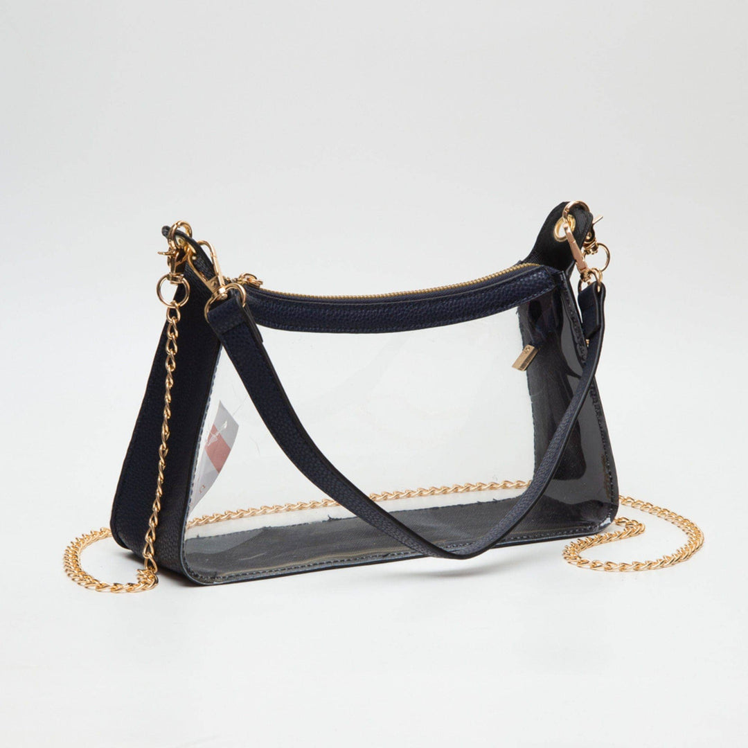 - Marilyn Clear Satchel Bag With Chain Strap - - Cultured Cloths Apparel