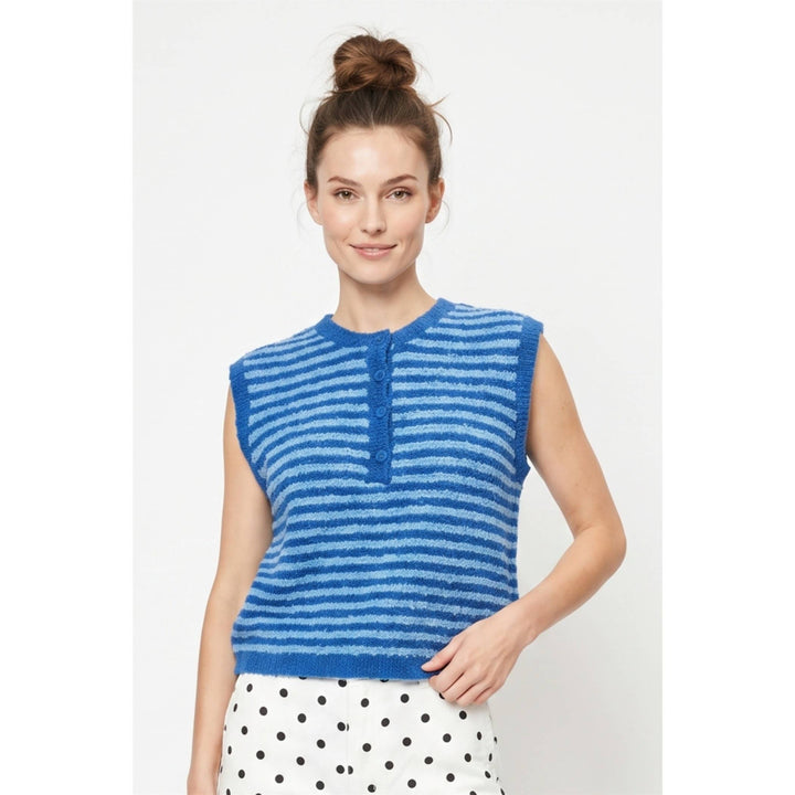 Stripe henley sweater vest
