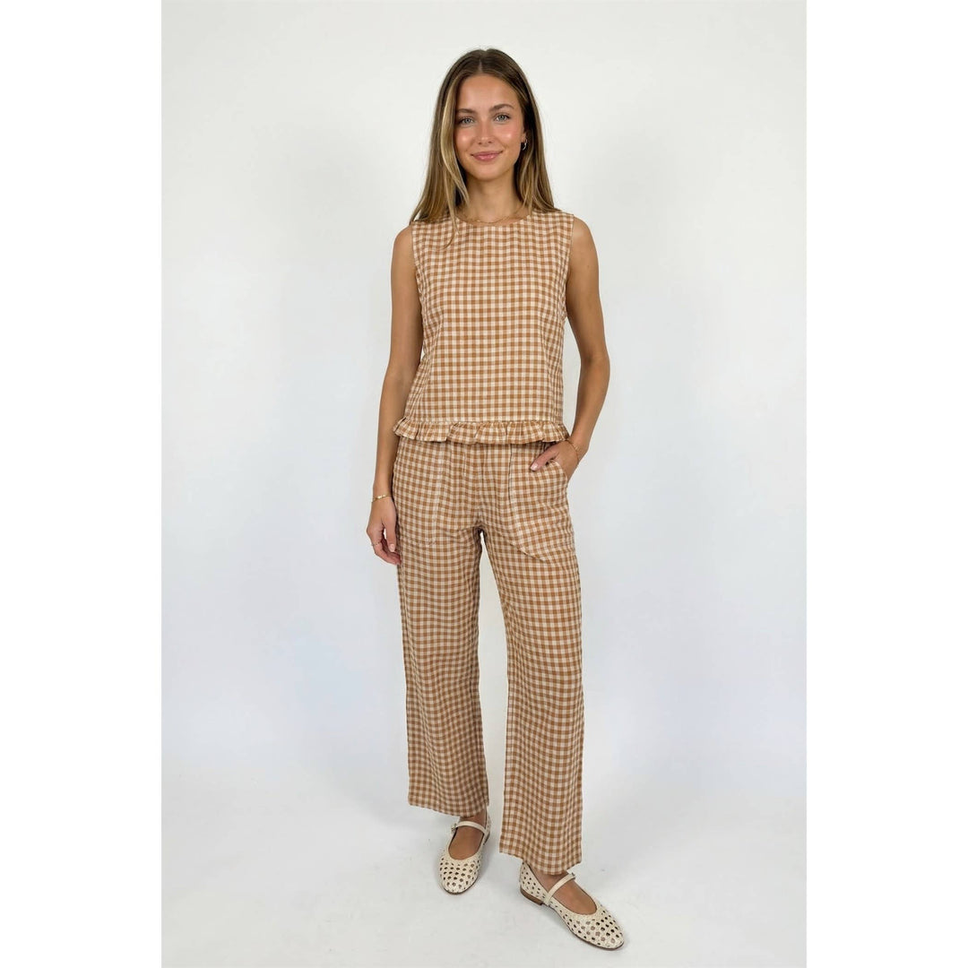 Gingham pull on pants