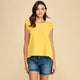 Women's Sleeveless - Solid Top with Ruffled Detailed Sleeves -  - Cultured Cloths Apparel