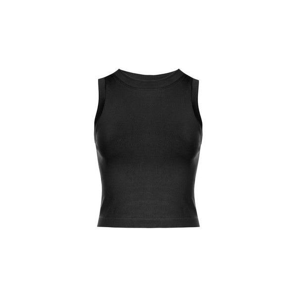 Athleisure - Cropped Seamless Muscle Tank Top - Black - Cultured Cloths Apparel