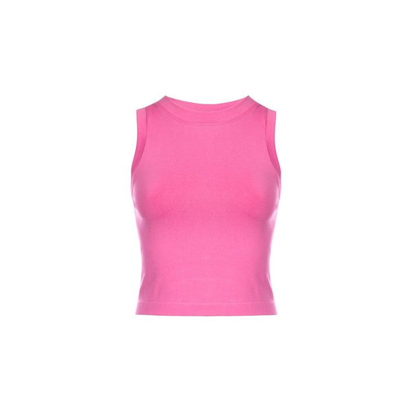 Athleisure - Cropped Seamless Muscle Tank Top - Pink - Cultured Cloths Apparel
