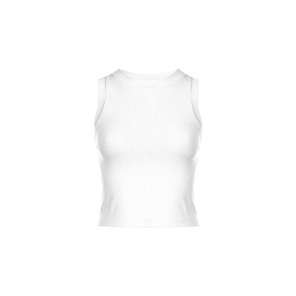 Athleisure - Cropped Seamless Muscle Tank Top - White - Cultured Cloths Apparel